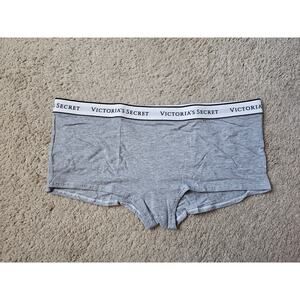Victoria's Secret Logo Cotton Boyshort Panty XL NWT Heather Gray Lingerie Shorty